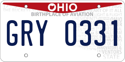 OH license plate GRY0331