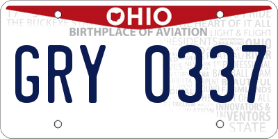 OH license plate GRY0337