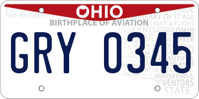 OH license plate GRY0345
