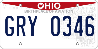 OH license plate GRY0346