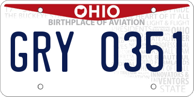 OH license plate GRY0351