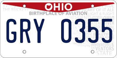 OH license plate GRY0355