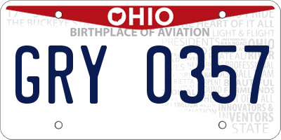 OH license plate GRY0357