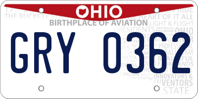 OH license plate GRY0362