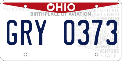 OH license plate GRY0373