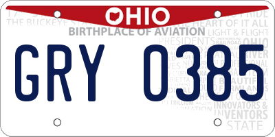 OH license plate GRY0385