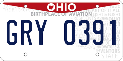 OH license plate GRY0391