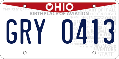 OH license plate GRY0413