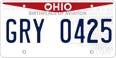 OH license plate GRY0425