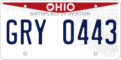OH license plate GRY0443