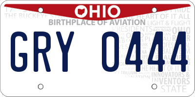 OH license plate GRY0444