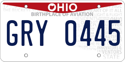 OH license plate GRY0445