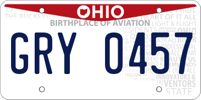 OH license plate GRY0457