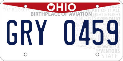 OH license plate GRY0459