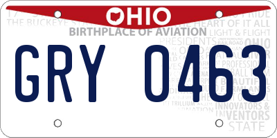 OH license plate GRY0463