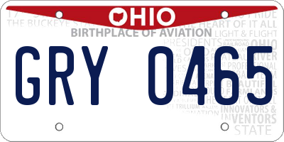 OH license plate GRY0465