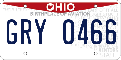 OH license plate GRY0466