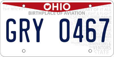 OH license plate GRY0467
