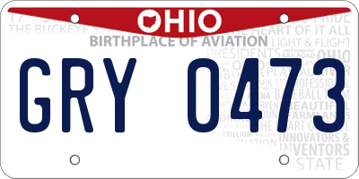 OH license plate GRY0473