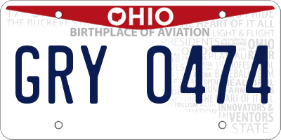 OH license plate GRY0474