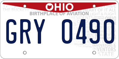 OH license plate GRY0490