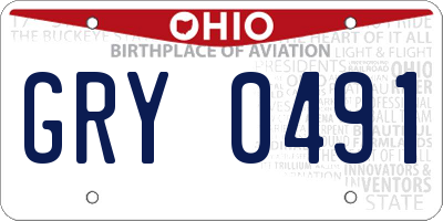 OH license plate GRY0491