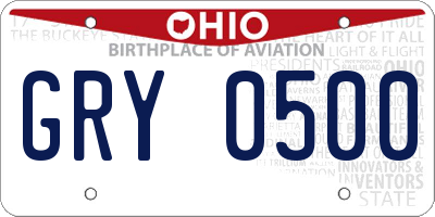 OH license plate GRY0500
