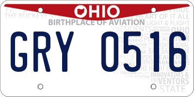 OH license plate GRY0516