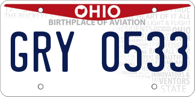 OH license plate GRY0533