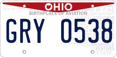 OH license plate GRY0538