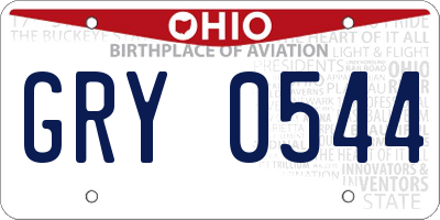 OH license plate GRY0544