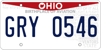 OH license plate GRY0546