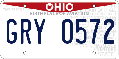 OH license plate GRY0572