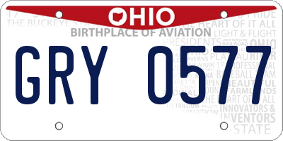OH license plate GRY0577