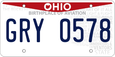 OH license plate GRY0578