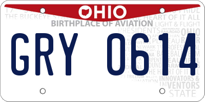 OH license plate GRY0614