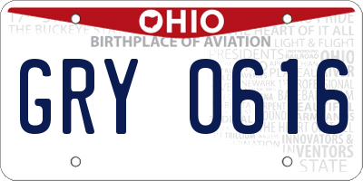 OH license plate GRY0616