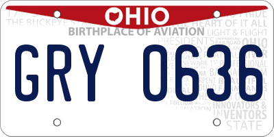 OH license plate GRY0636