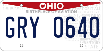 OH license plate GRY0640