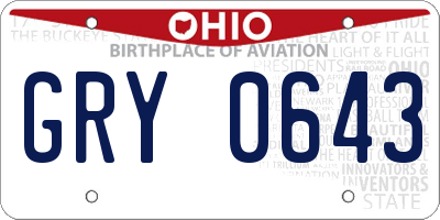 OH license plate GRY0643