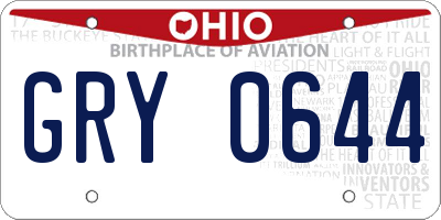 OH license plate GRY0644