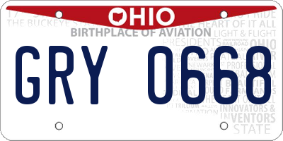 OH license plate GRY0668