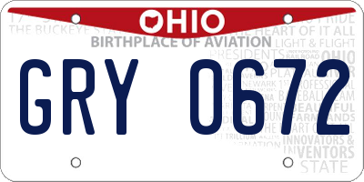 OH license plate GRY0672