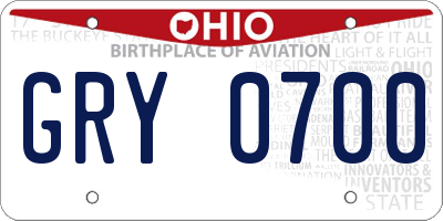 OH license plate GRY0700