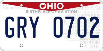 OH license plate GRY0702
