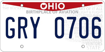 OH license plate GRY0706