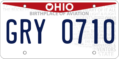 OH license plate GRY0710