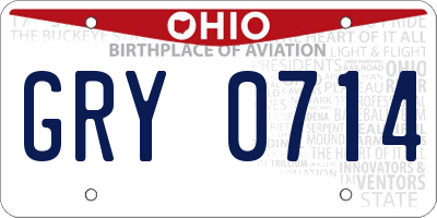 OH license plate GRY0714