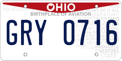 OH license plate GRY0716
