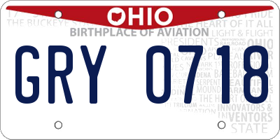 OH license plate GRY0718